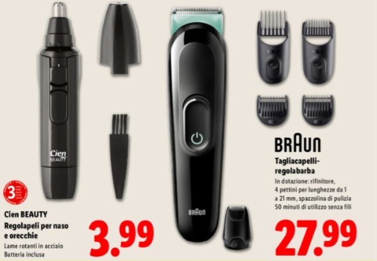 tagliacapelli e barba braun volantino lidl